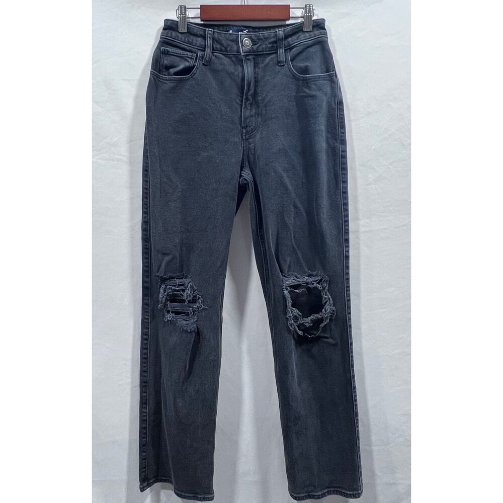 Hollister Black Ultra High Rise Dad Straight Leg Jeans Women's 2R (26x26)